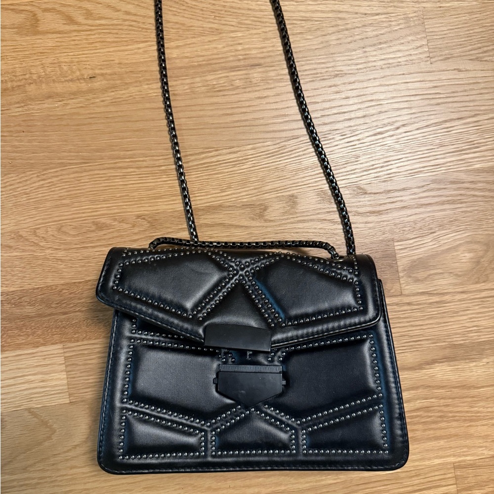 “Rocker Chic” black studded purse with clasp